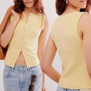Free People Tilly Vest in Mellow Yellow. Sz Med